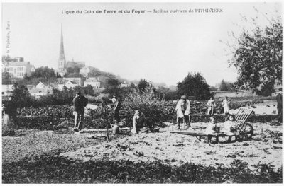 Postcard depicting kitchen gardens for workers at Pithiviers, before 1914 by French Photographer